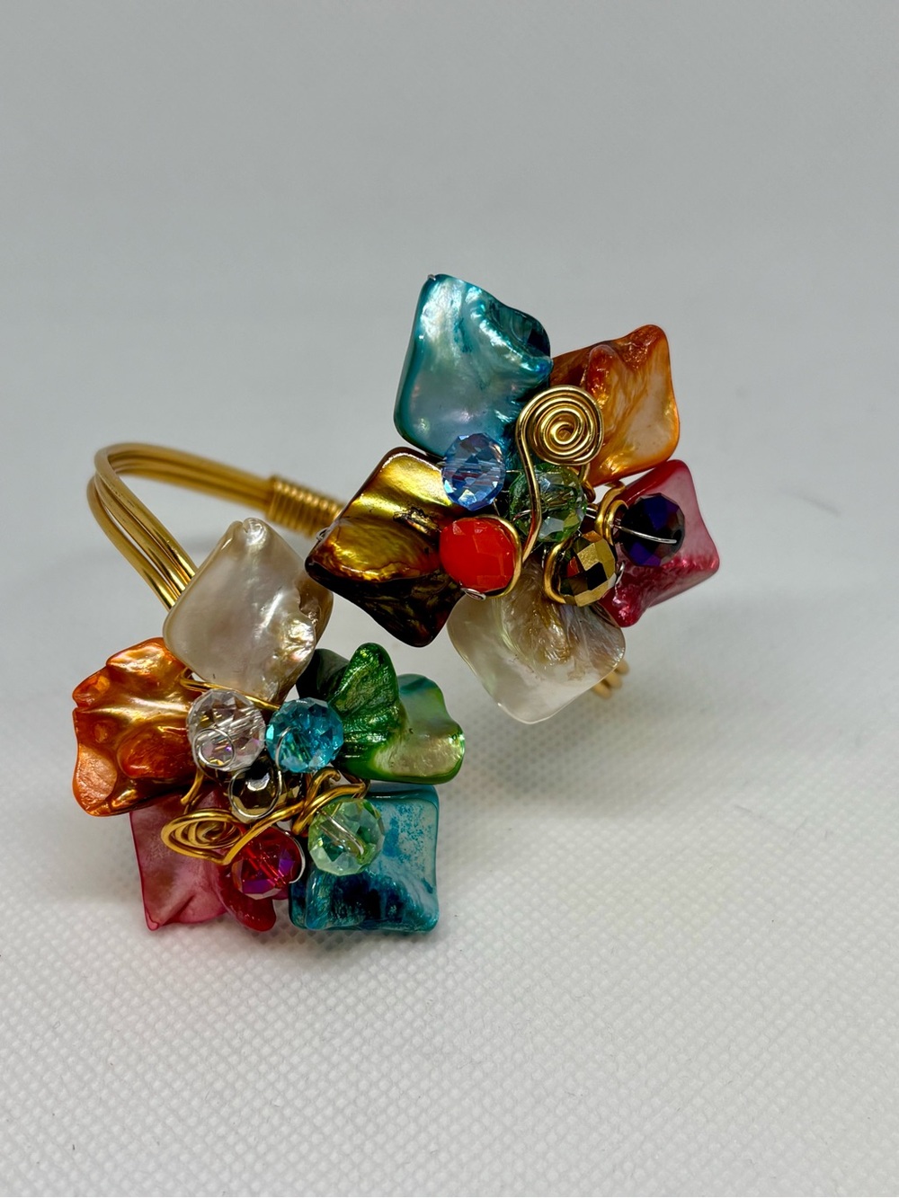 Handcrafted Multicolor Floral Statement Bracelet